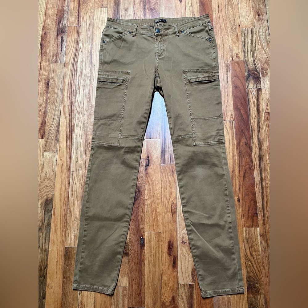 Prana Louisa Tan Khaki Camel Cargo Skinny Utility Pants Organic Cotton